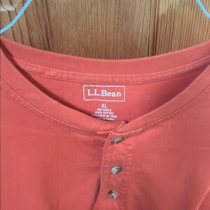 L.L. Bean Men's Orange 3 Button Long Sleeve Shirt